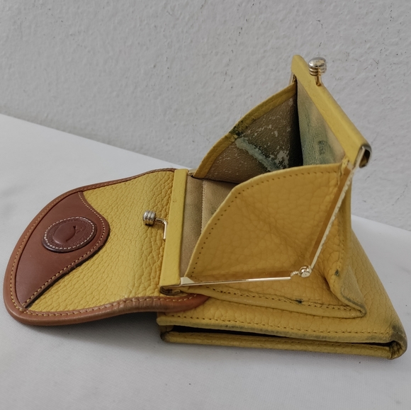 Dooney & Bourke Vintage AWL Mustard & British Tan Trifold Wallet - Picture 11 of 15